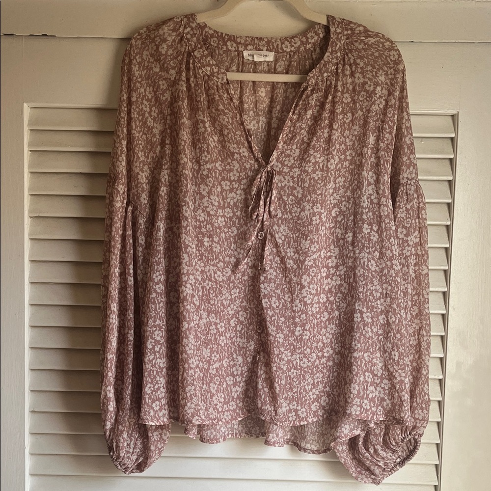 Blu Pepper Sheer Mauve Floral Blouse